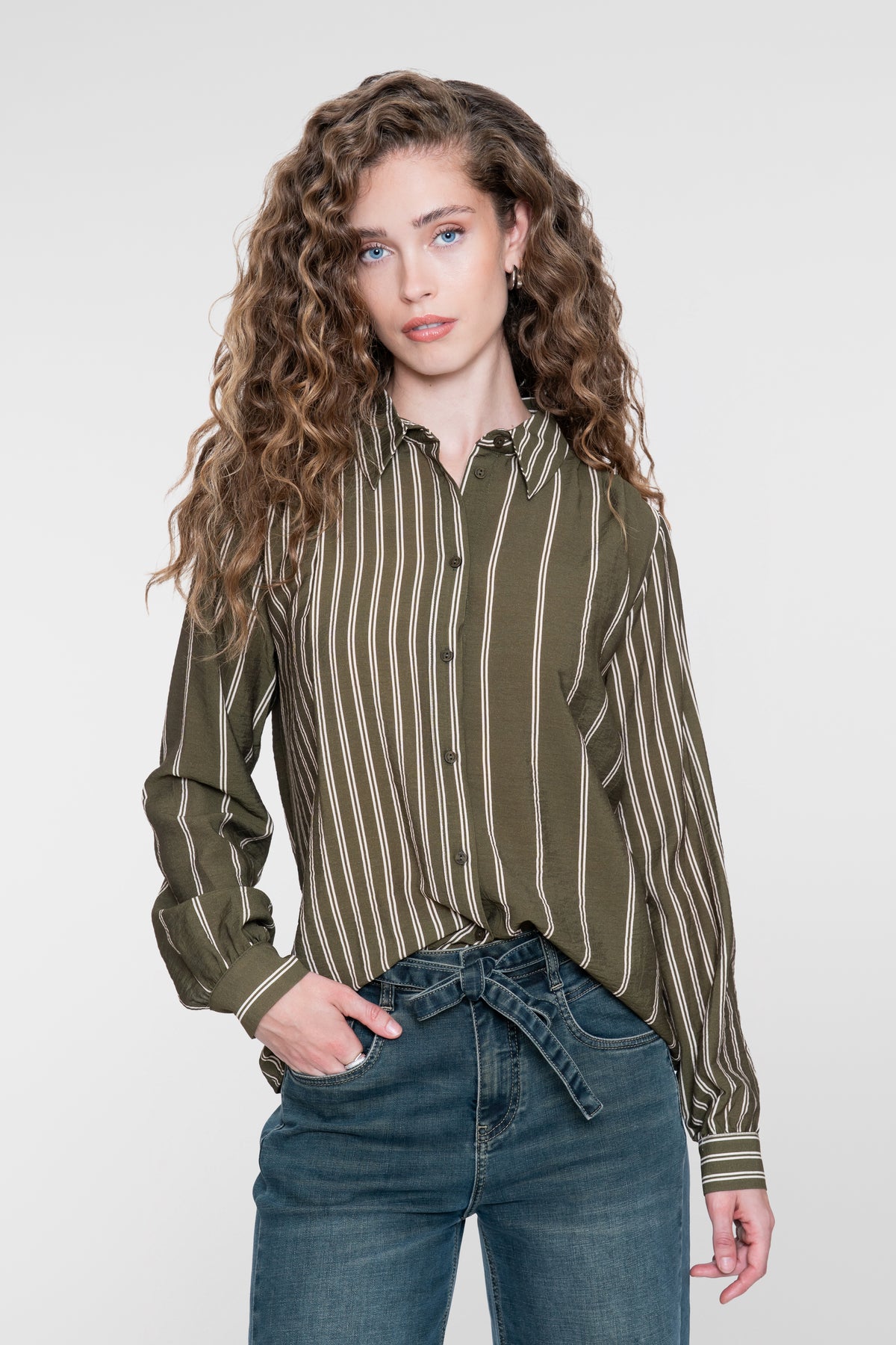 Geisha Damen Viskosebluse mit Streifenmuster und verspielter Linienführung