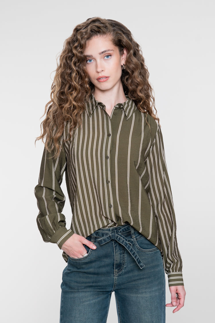 Geisha Damen Viskosebluse mit Streifenmuster und verspielter Linienführung