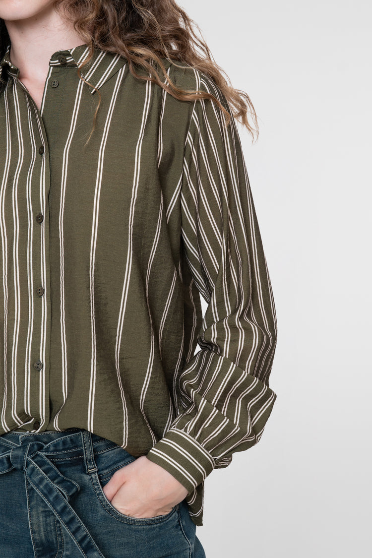 Geisha Damen Viskosebluse mit Streifenmuster und verspielter Linienführung