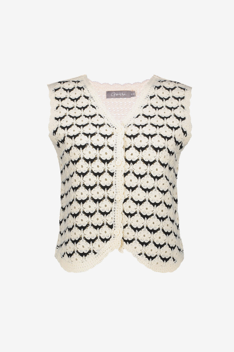 Geisha Gehäkelte Jacquard-Strickjacke