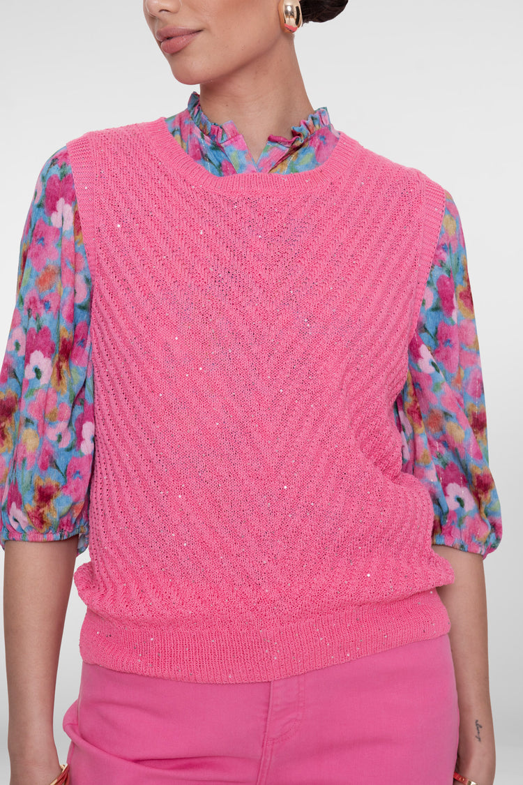 Spencer mit V-Ausschnitt und Pailletten