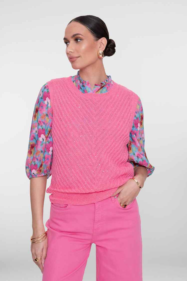 Spencer mit V-Ausschnitt und Pailletten