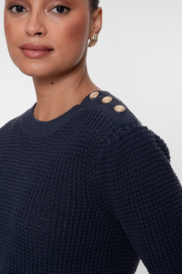 Geisha Stricktop mit goldfarbenen Knöpfen