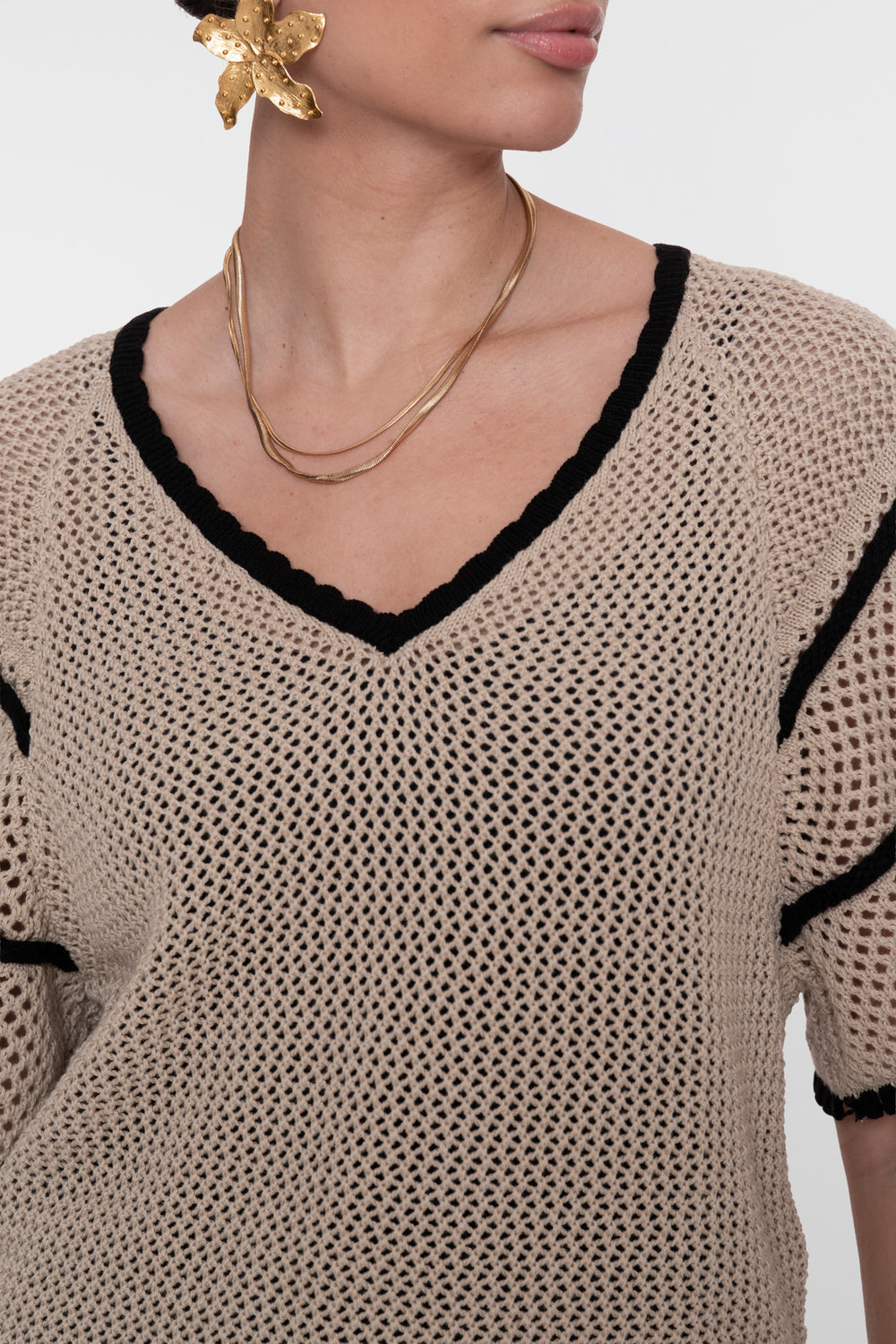 Geisha Pullover mit Raglanärmeln und V-Ausschnitt