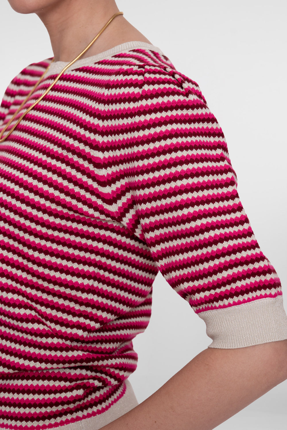 Geisha Gestreifter Pullover in Rosa mit Lurex