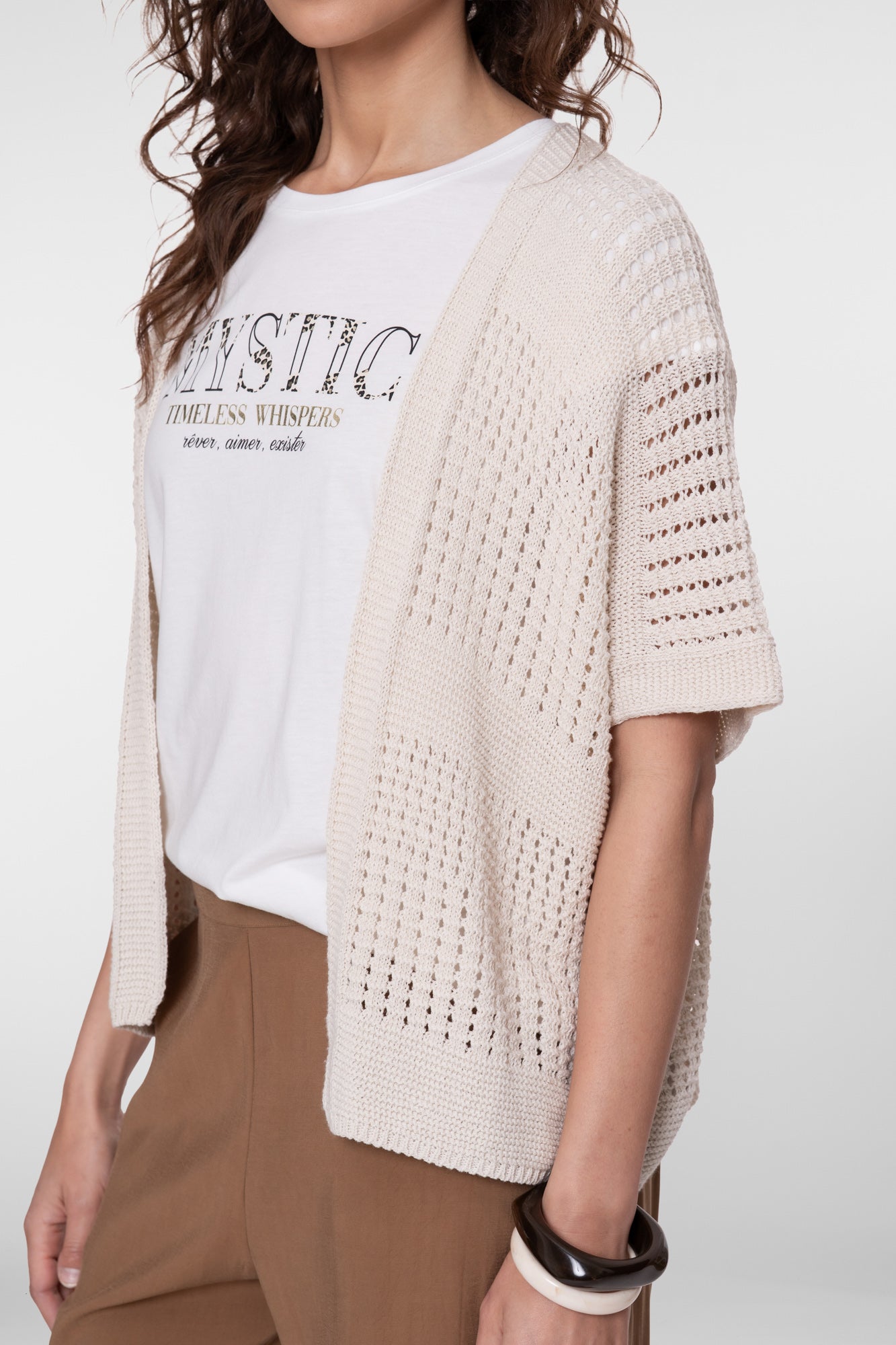 Geisha Gehäkelte Strickjacke mit offenem Fall