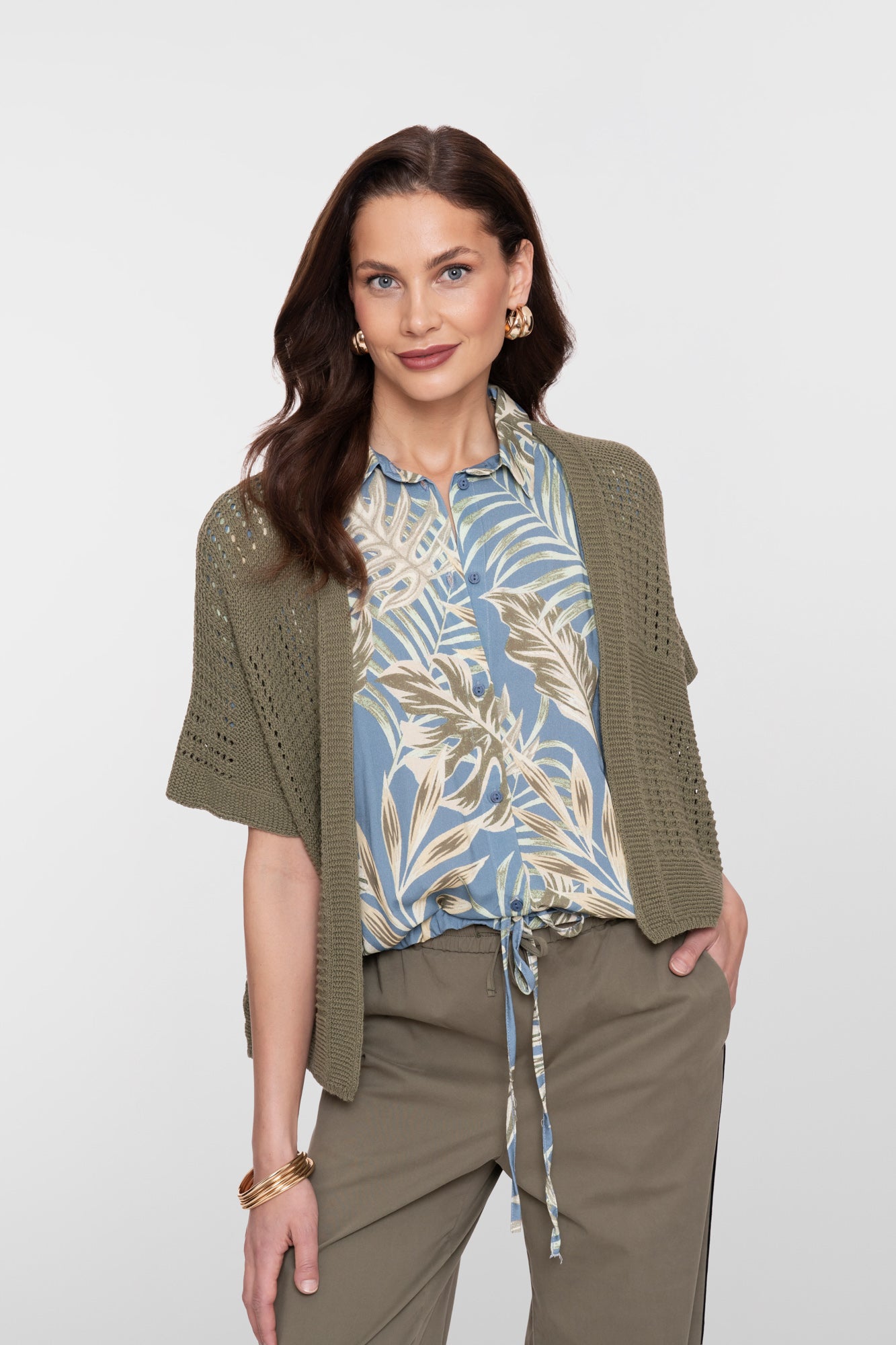 Geisha gehäkelte Strickjacke mit offenem Fall