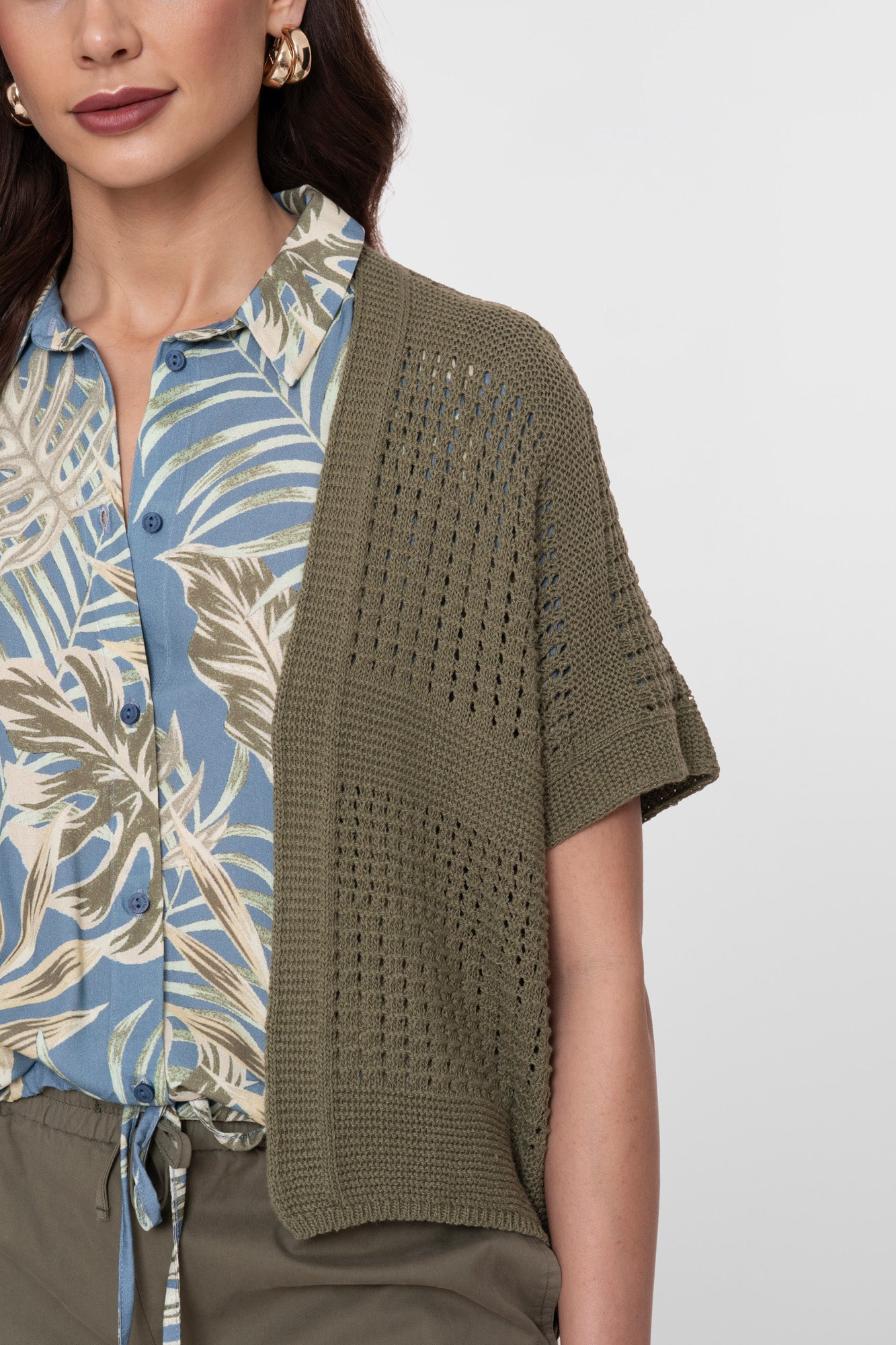 Geisha gehäkelte Strickjacke mit offenem Fall