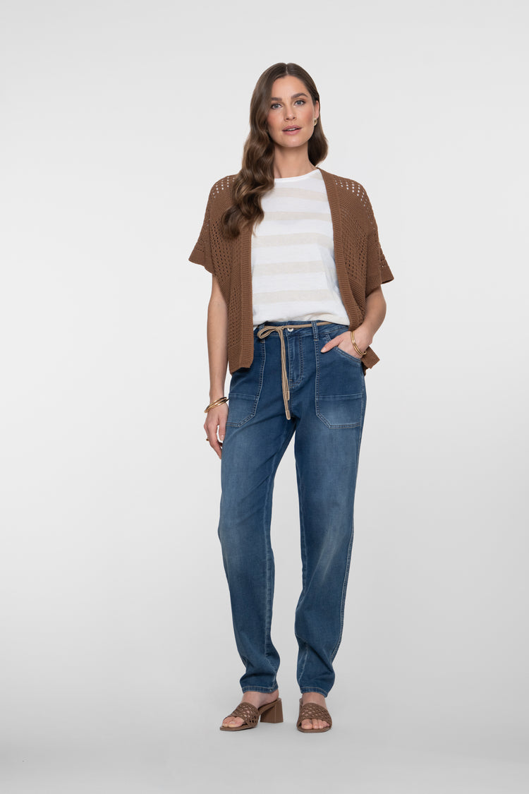 Geisha Strickjacke mit offenem Fall und kurzen Ärmeln