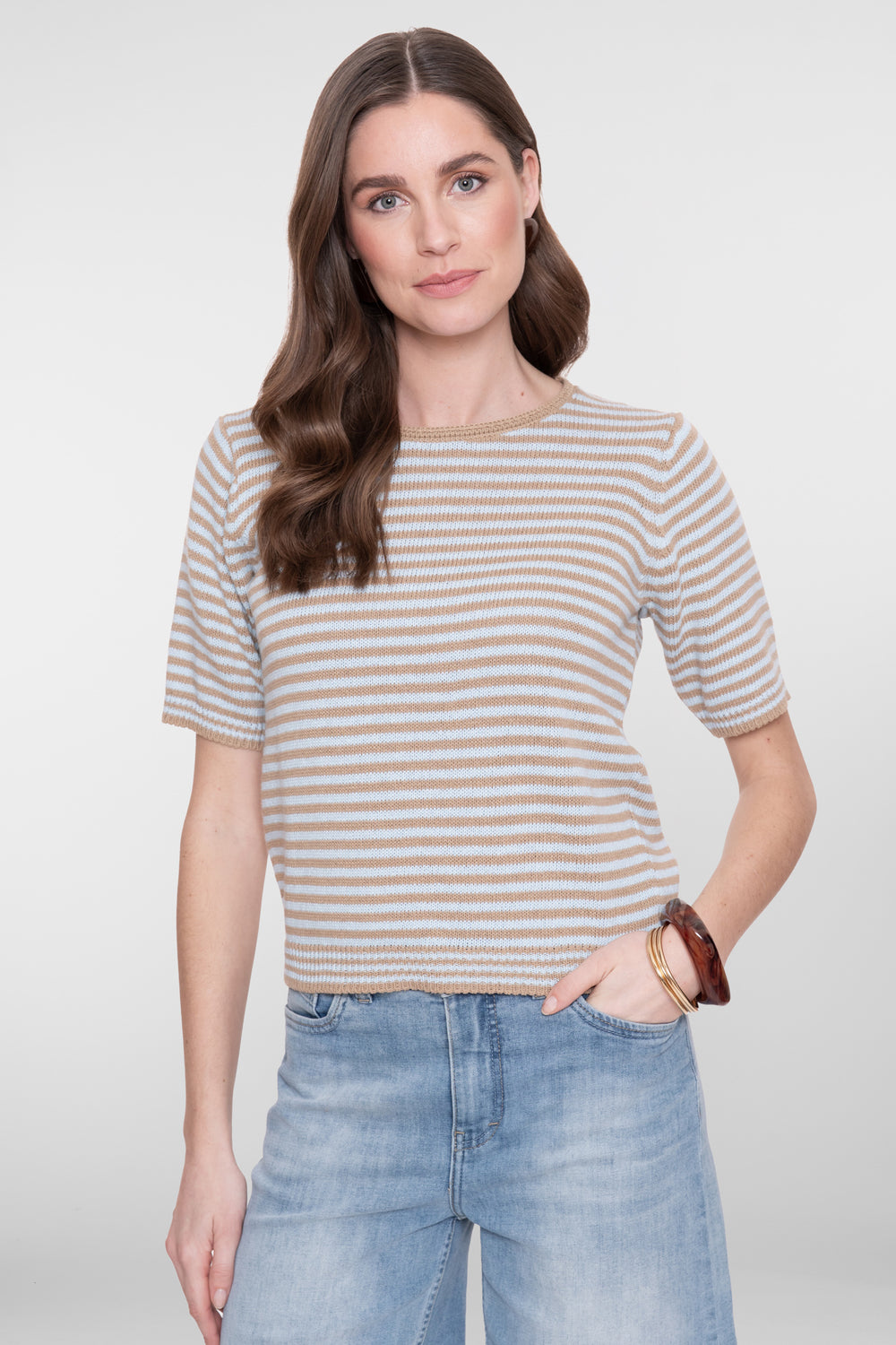 Geisha Fein gestrickter gestreifter Pullover