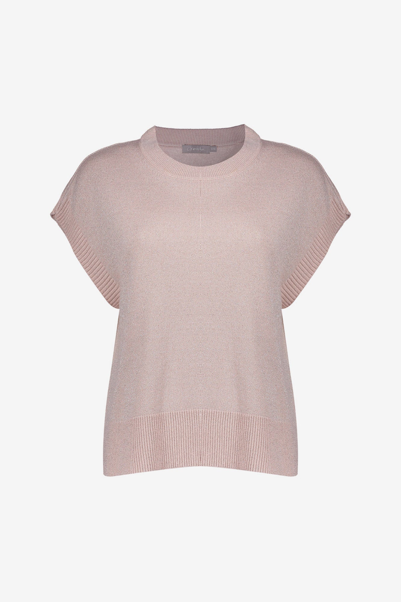 Geisha Top mit Lurex und Rundhalsausschnitt