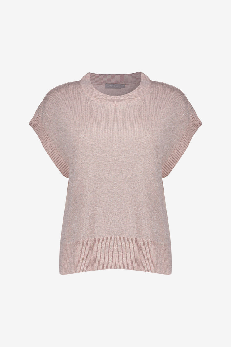 Geisha Top mit Lurex und Rundhalsausschnitt