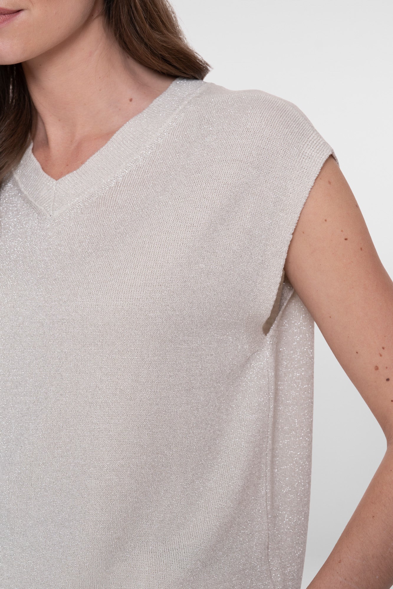 Geisha Lurex-Top mit V-Ausschnitt