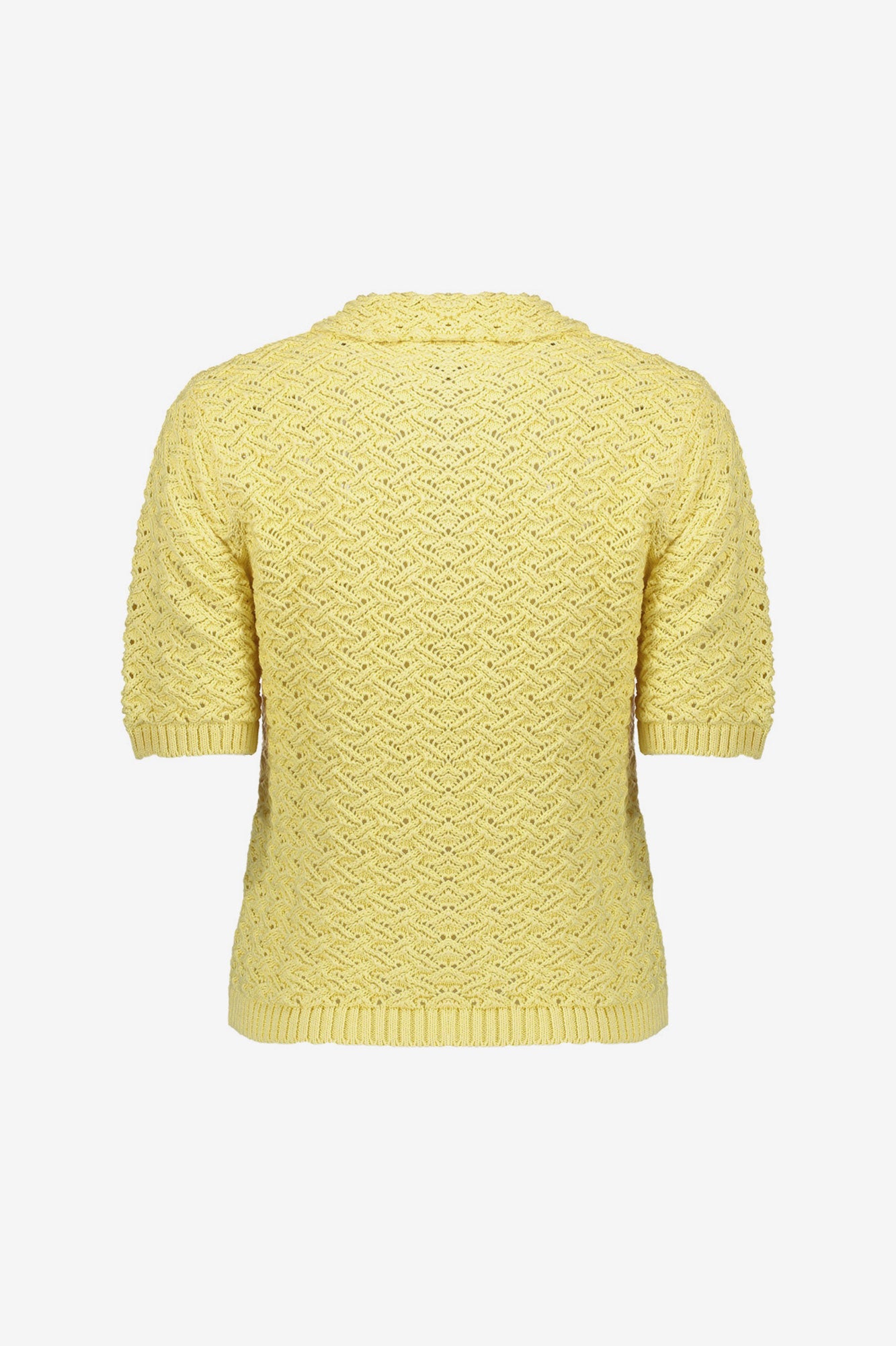 Geisha Ajour-Strickpullover mit Kragen in Buttergelb