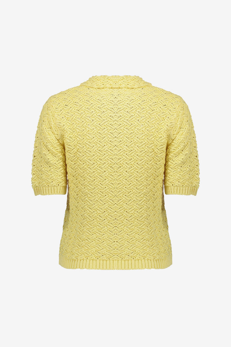 Geisha Ajour-Strickpullover mit Kragen in Buttergelb