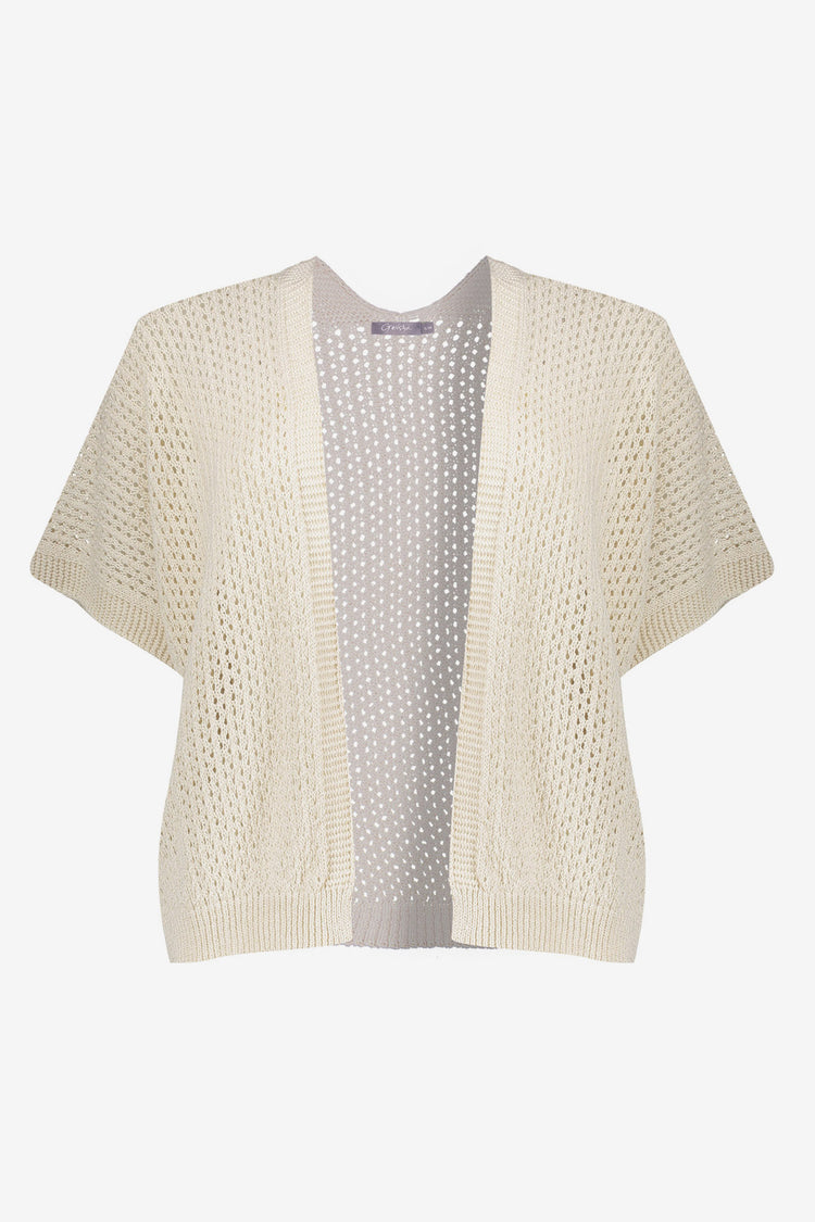 Geisha offene Strickjacke mit Ajourstruktur