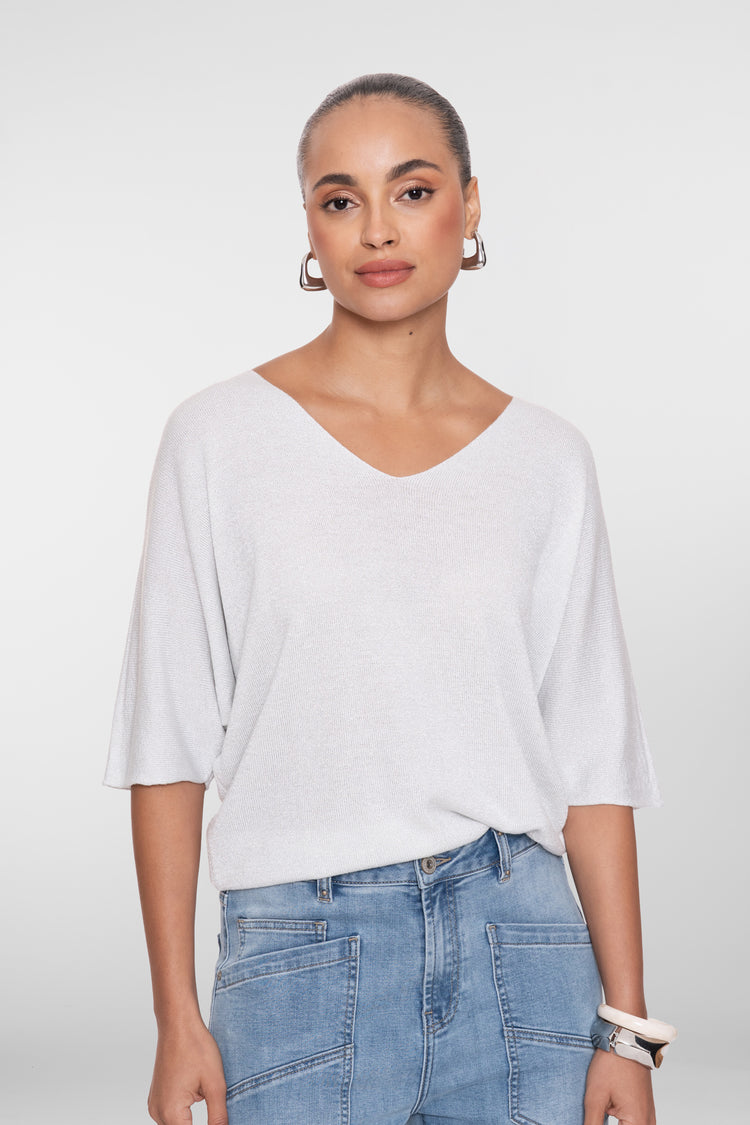Geisha Pullover mit Lurexdetail und V-Ausschnitt