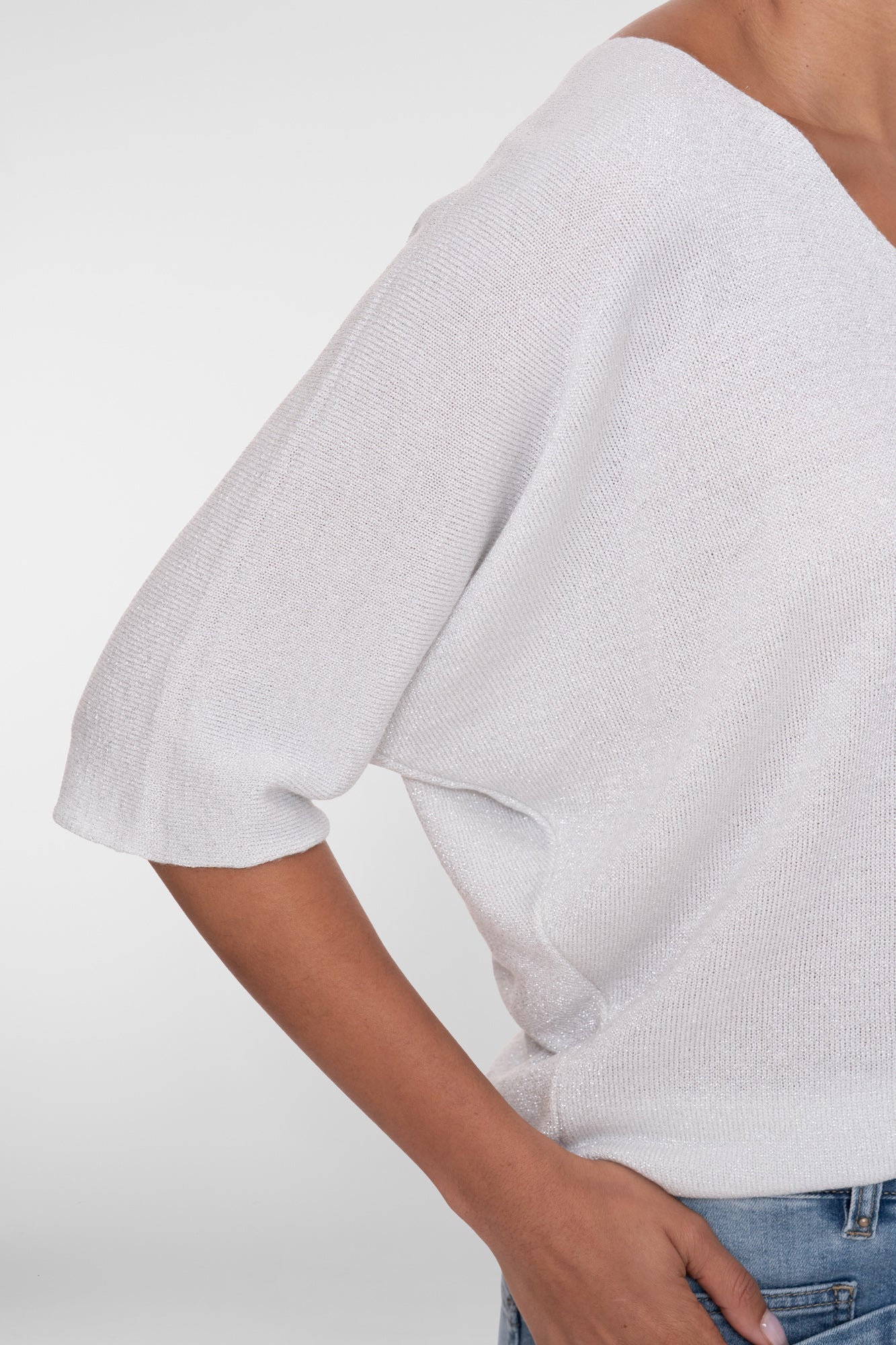Geisha Pullover mit Lurexdetail und V-Ausschnitt