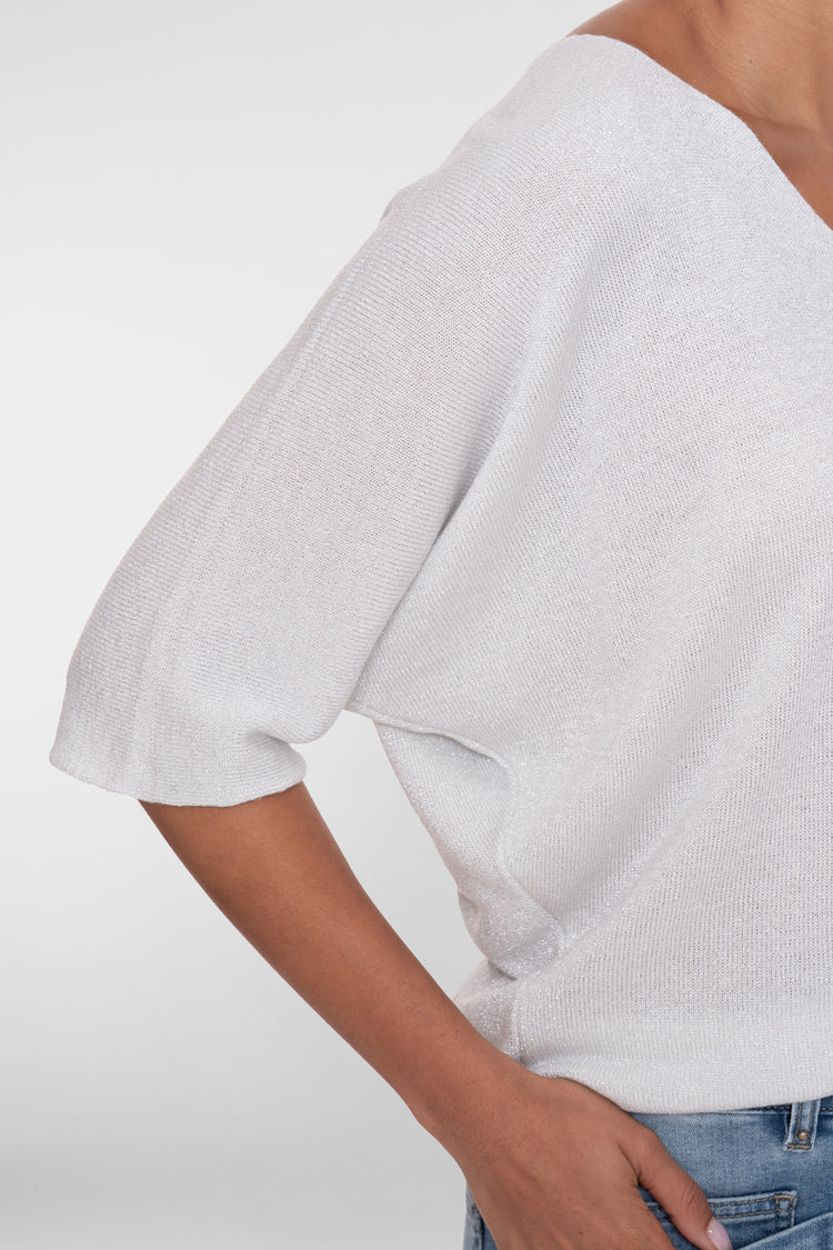 Geisha Pullover mit Lurexdetail und V-Ausschnitt