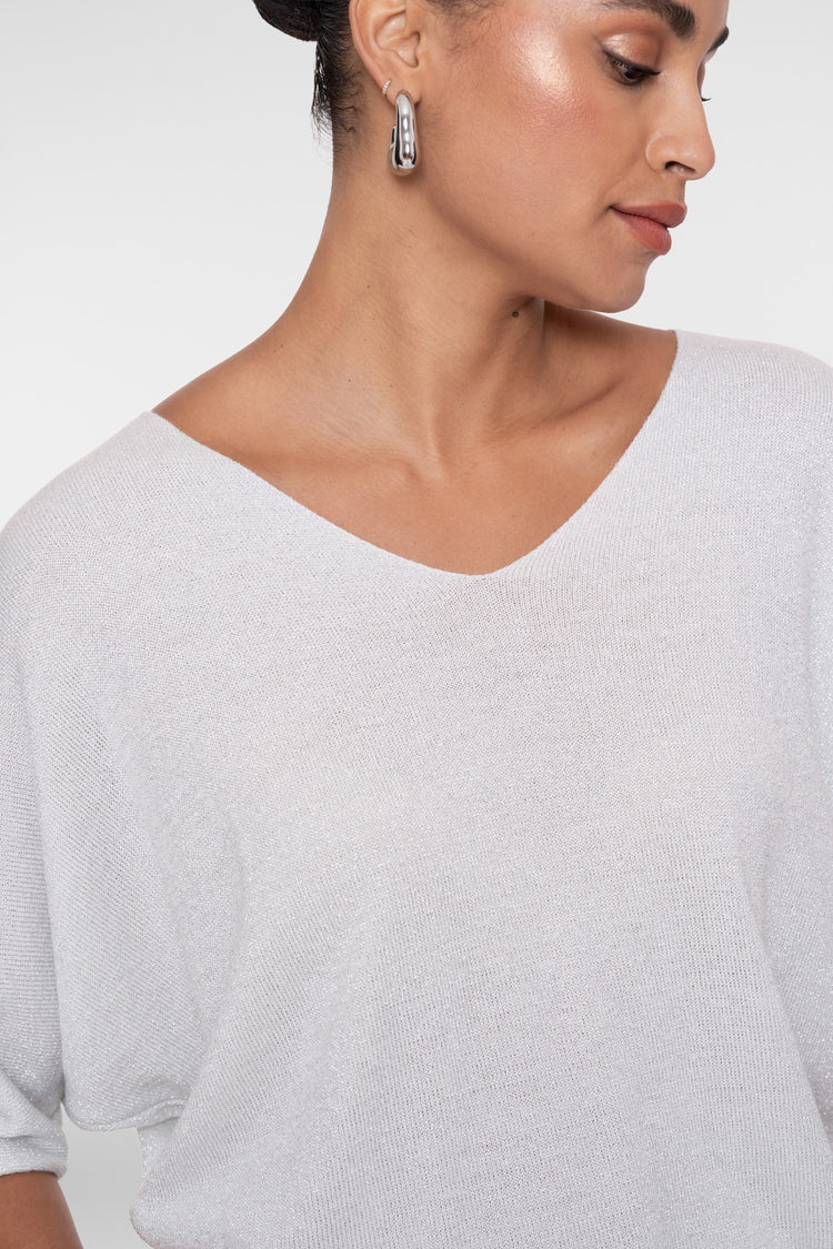 Geisha Pullover mit Lurexdetail und V-Ausschnitt
