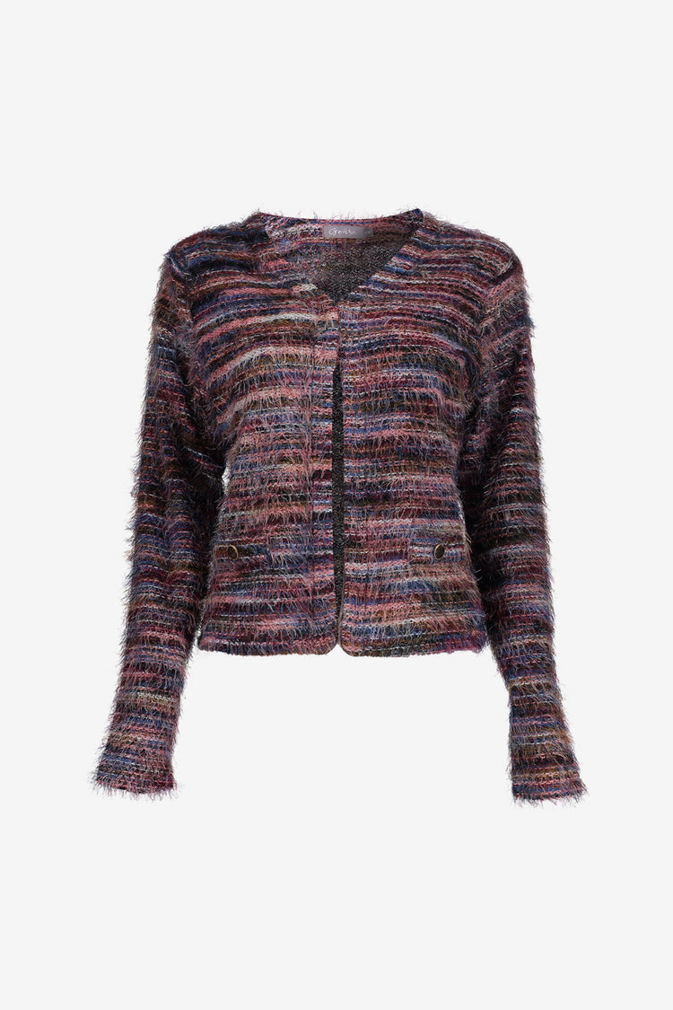 Geisha vest met meerkleurig dessin en zachte structuur