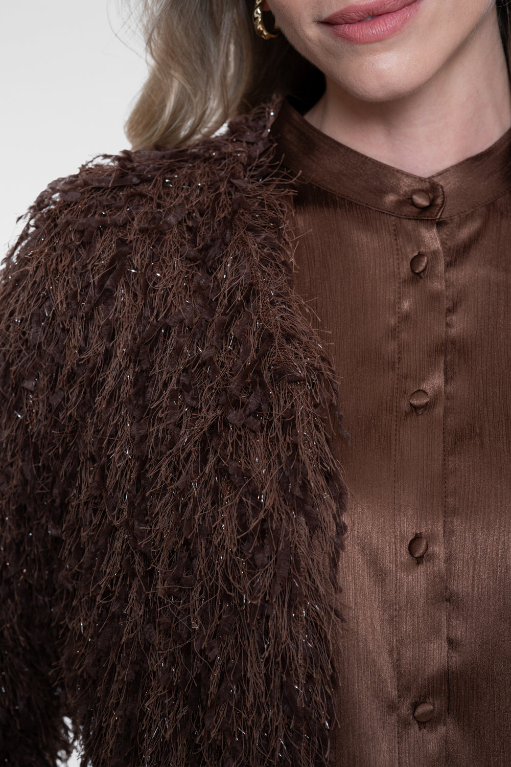 Geisha kurze Strickjacke mit Struktur und dezentem Glanz