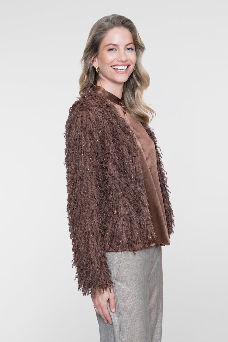 Geisha kurze Strickjacke mit Struktur und dezentem Glanz