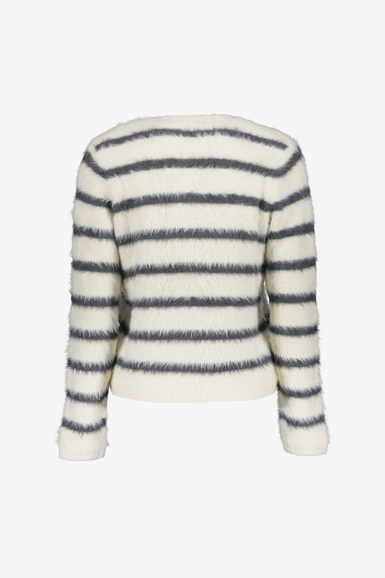 Geisha gestreifte Strickjacke mit weicher Hairy-Optik und Zierdetails