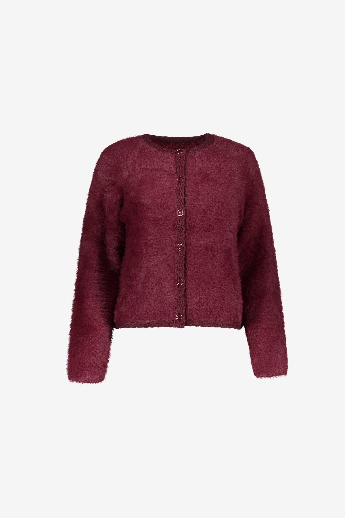 Geisha flauschige Strickjacke mit Zierknöpfen