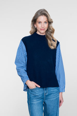 Geisha Strickpullover mit gestreiften Ärmeln und modernem Twist