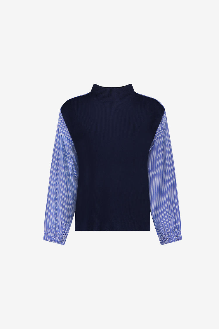 Geisha Strickpullover mit gestreiften Ärmeln und modernem Twist