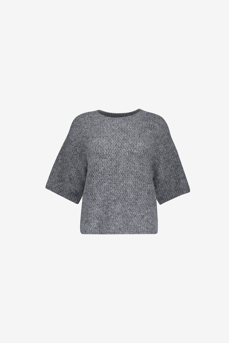 Geisha Pullover mit grobem Ajourmuster und kurzen Ärmeln