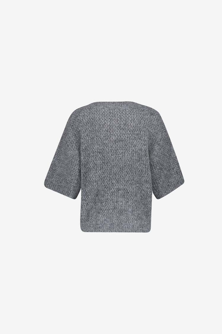Geisha Pullover mit grobem Ajourmuster und kurzen Ärmeln