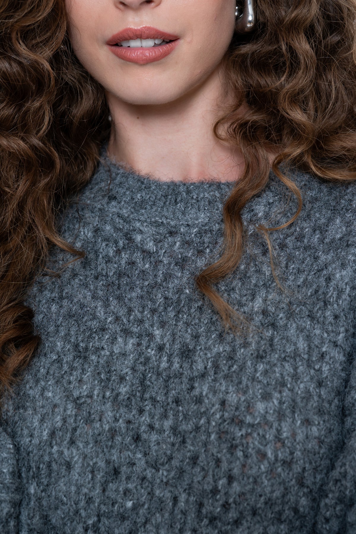 Geisha Pullover mit grobem Ajourmuster und kurzen Ärmeln