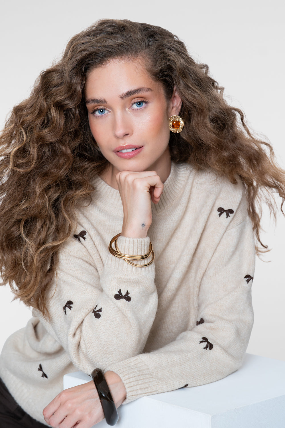 Geisha Strickpullover mit Schleifenmuster