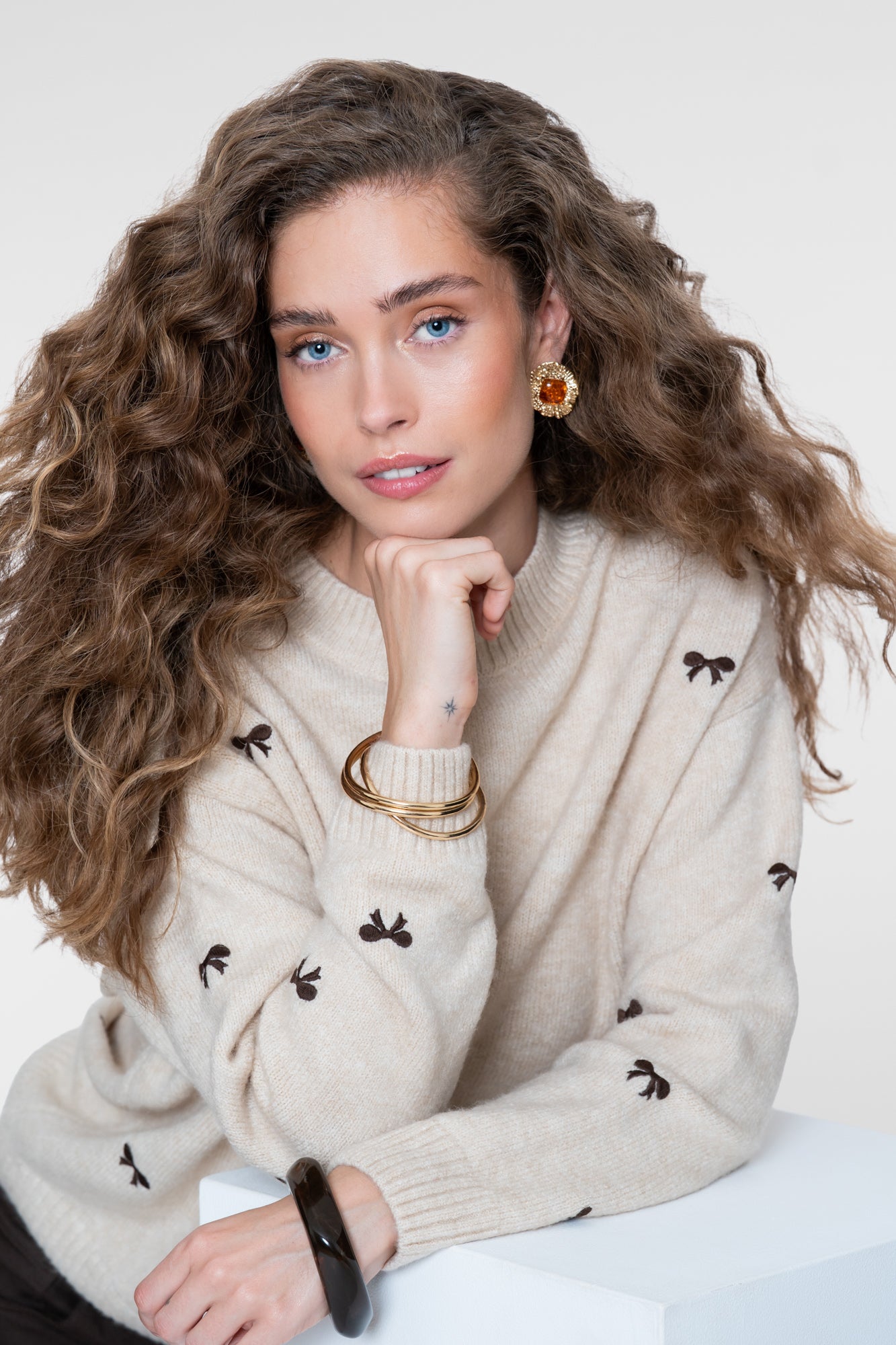 Geisha Strickpullover mit Schleifenmuster