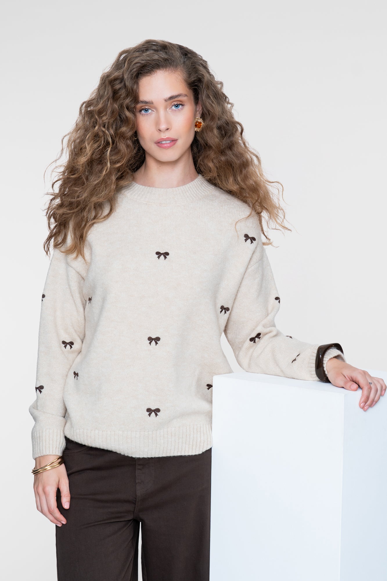 Geisha Strickpullover mit Schleifenmuster