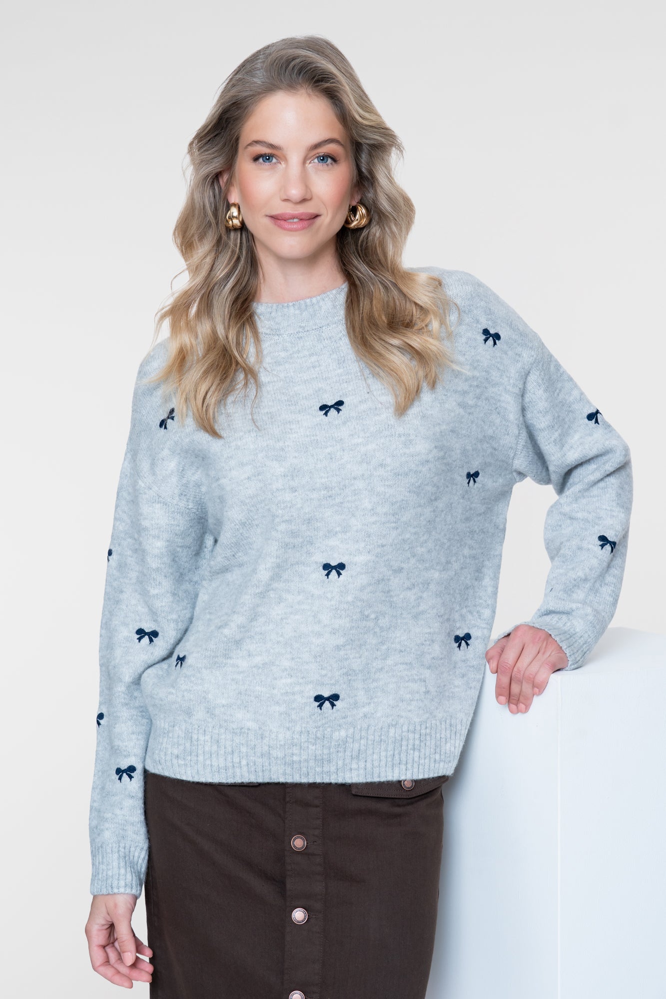 Geisha Strickpullover mit Schleifenmuster