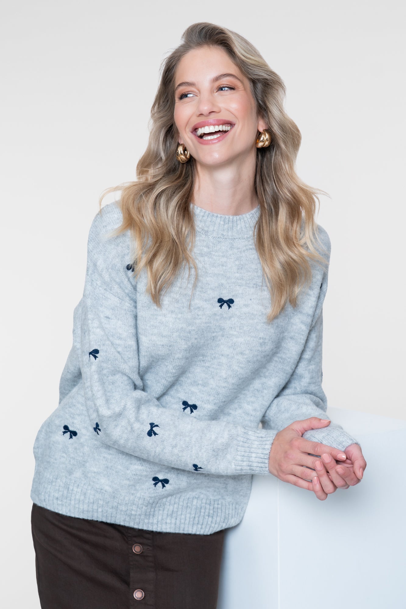 Geisha Strickpullover mit Schleifenmuster