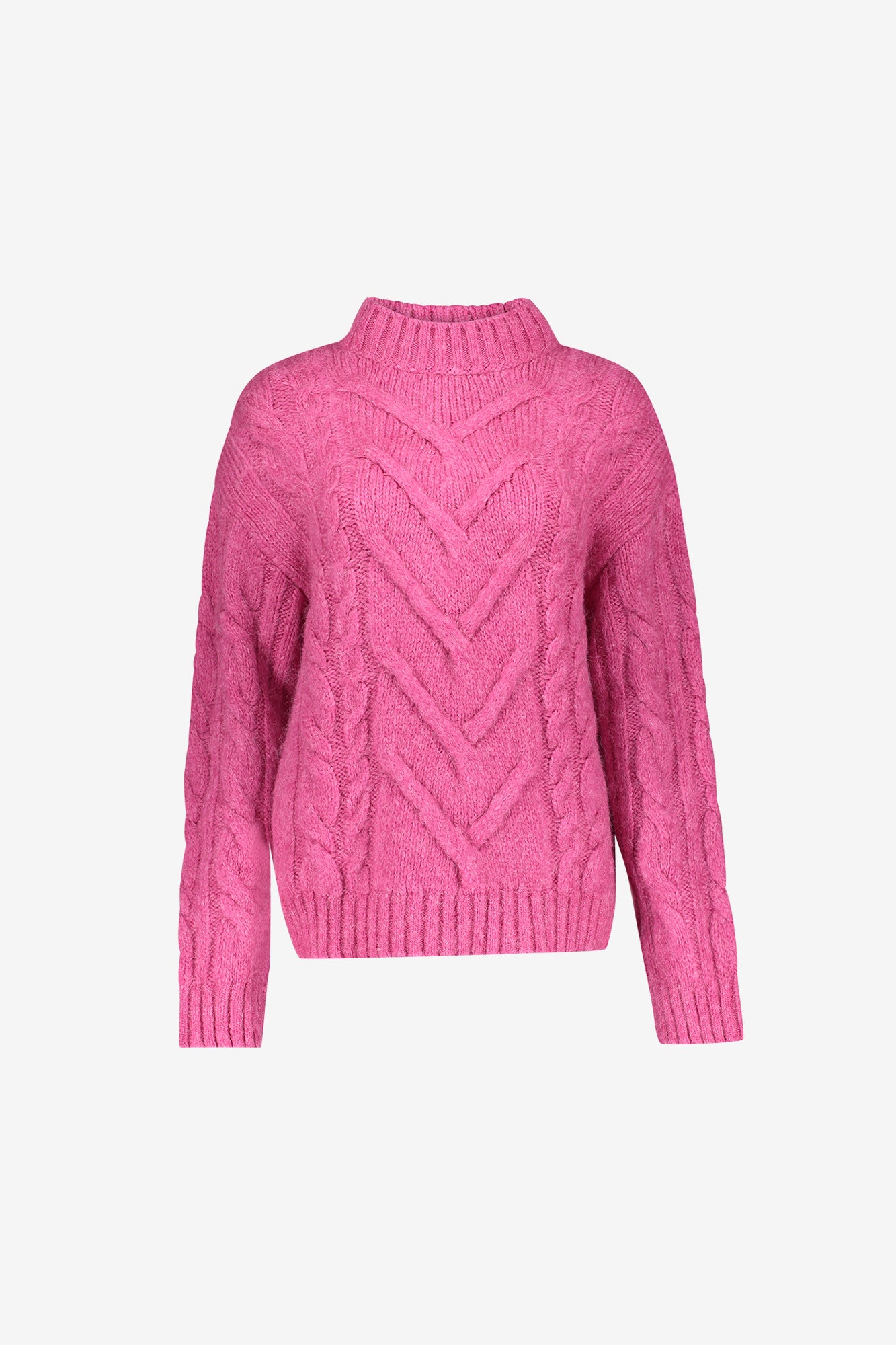 Geisha rosa Zopfpullover mit Stehkragen