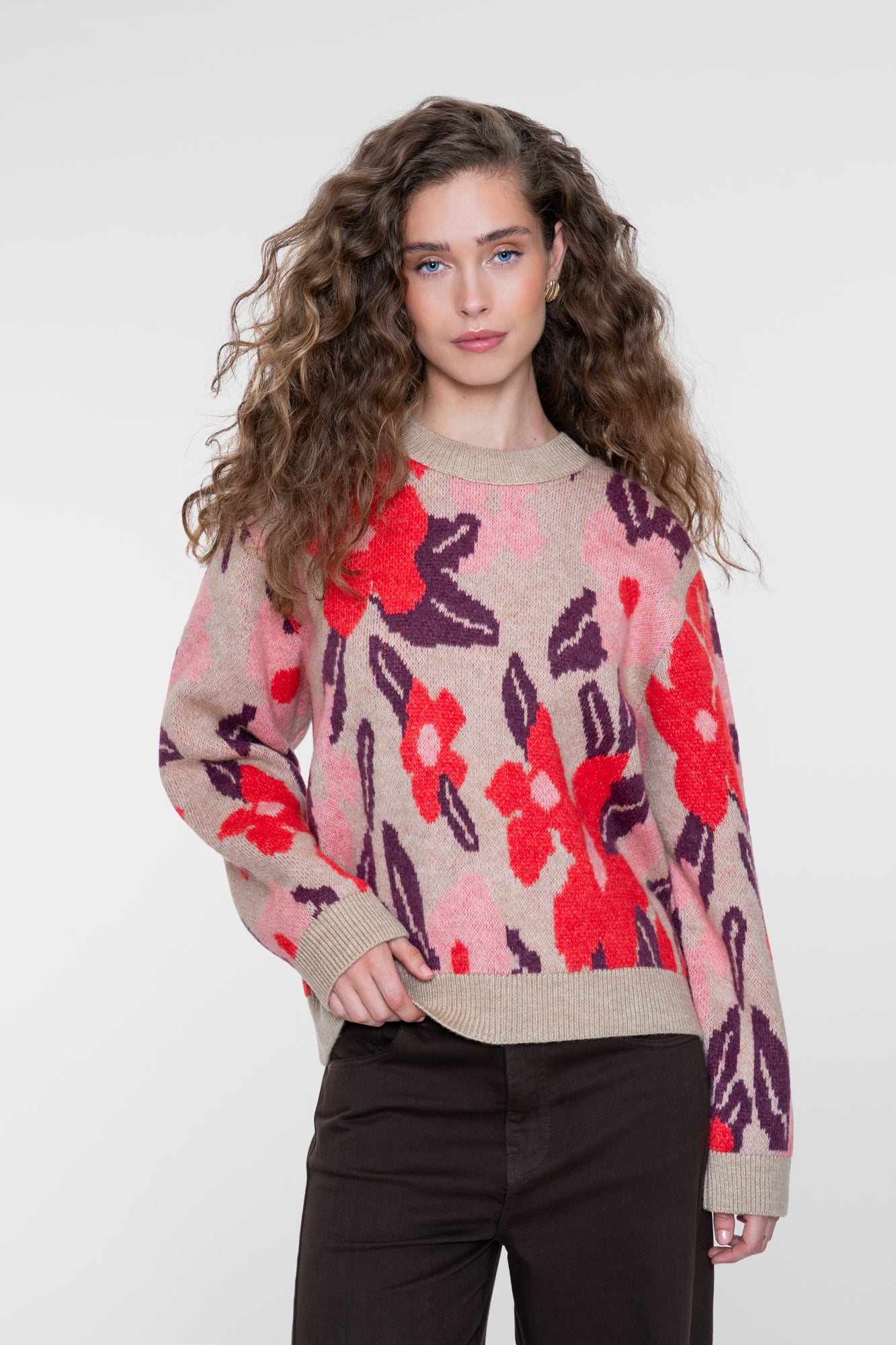 Geisha Pullover mit Blumenprint und Rundhalsausschnitt