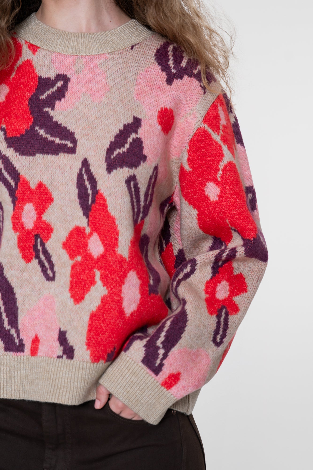 Geisha Pullover mit Blumenprint und Rundhalsausschnitt