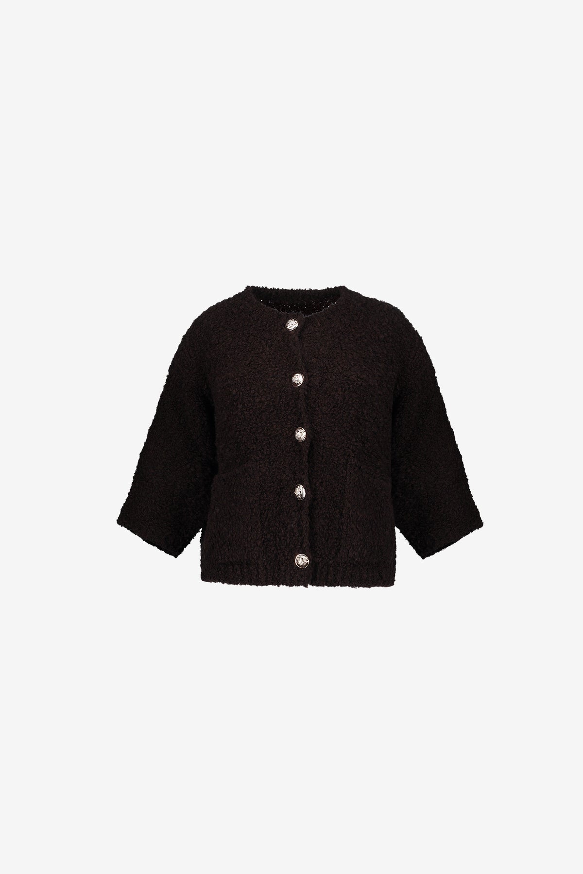 Geisha Damen Strickjacke mit Bouclé-Struktur und Zierknöpfen