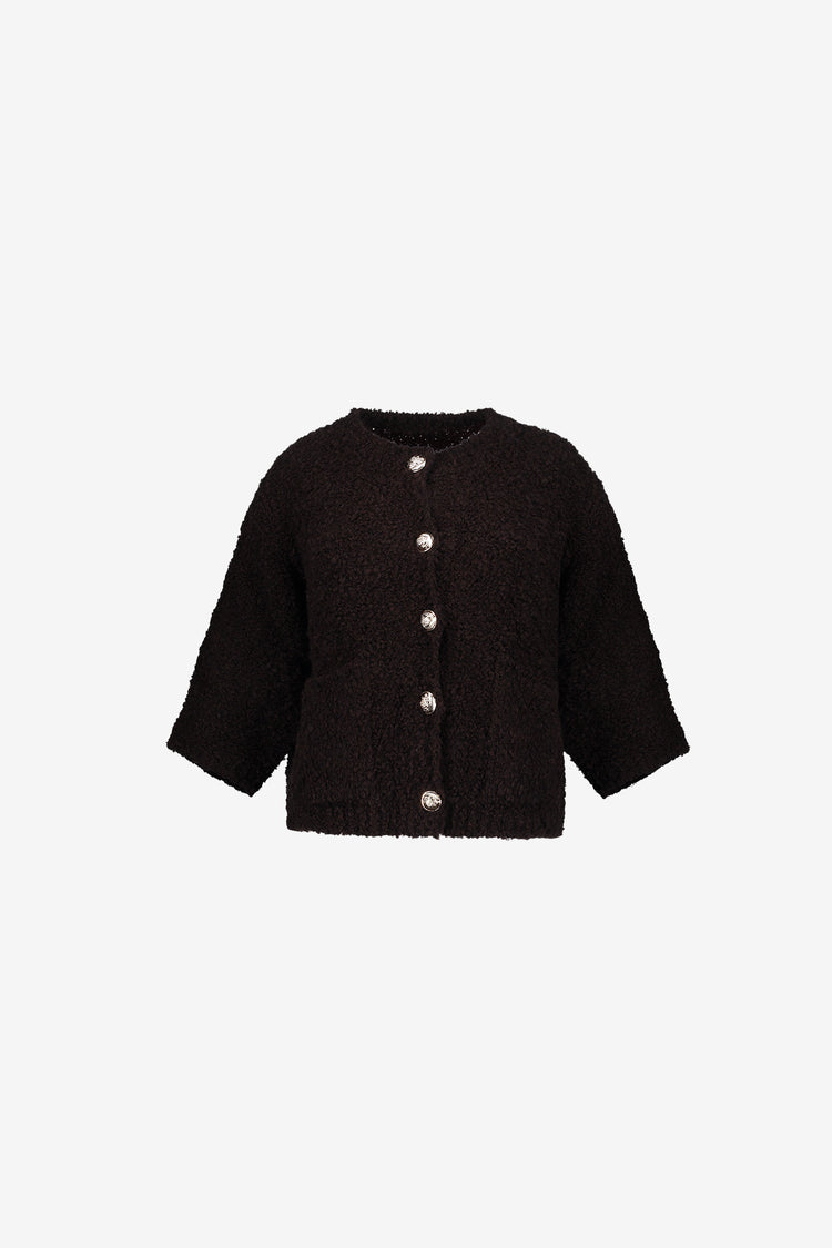 Geisha Damen Strickjacke mit Bouclé-Struktur und Zierknöpfen