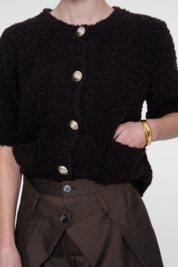 Geisha Damen Strickjacke mit Bouclé-Struktur und Zierknöpfen