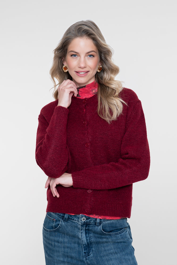 Geisha Feinstrickjacke mit Rundhalsausschnitt