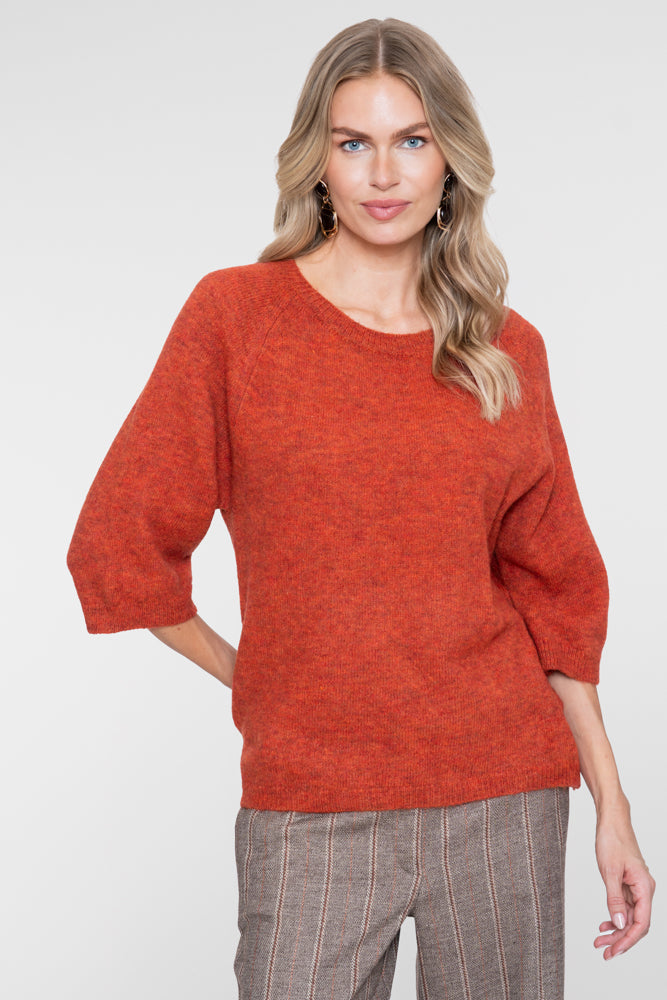 Geisha-Pullover mit 3/4-Ärmeln und lockerer Passform