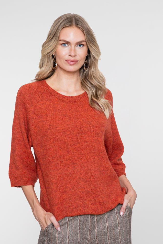 Geisha-Pullover mit 3/4-Ärmeln und lockerer Passform