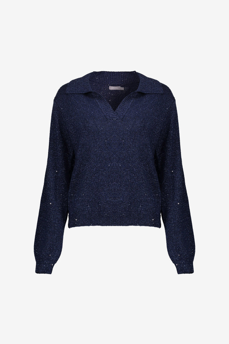 Geisha Damen Pullover mit V-Ausschnitt, Lurex und Pailletten