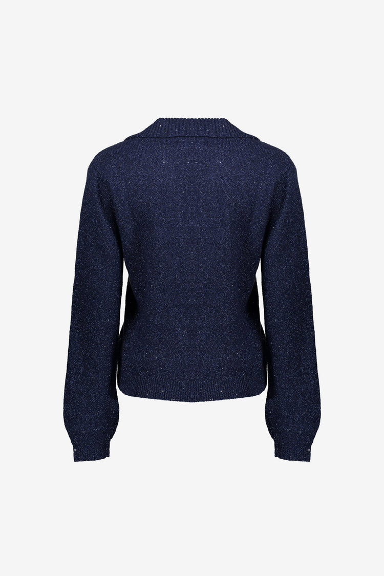 Geisha Damen Pullover mit V-Ausschnitt, Lurex und Pailletten